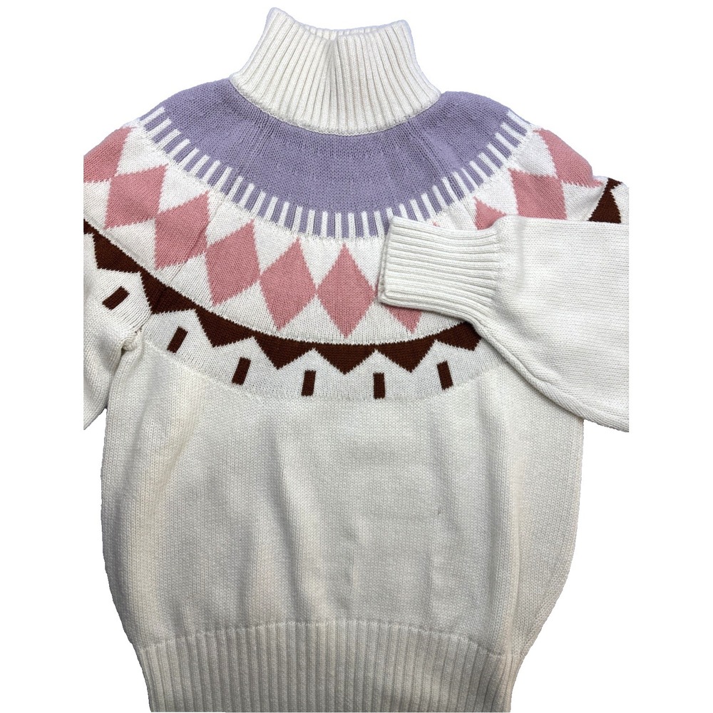 Vtg Sweater Free Assembly Mock Neck Cotton Wool Knit Small Womans
